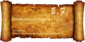 Benkovics Fanni névjegykártya